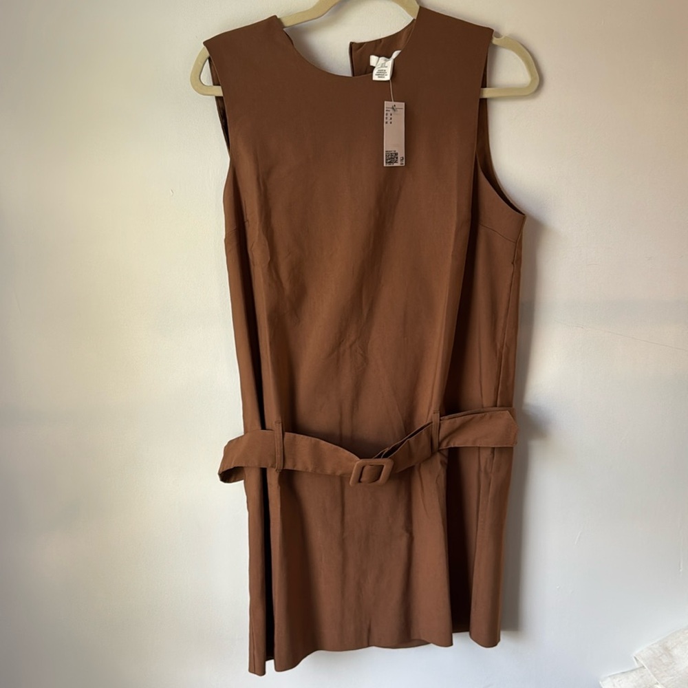 NWT belted HM Brown mini dress